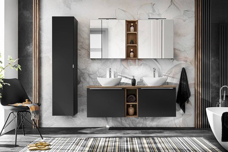 Vysoká skrinka, 35cm, čierna, SANTA FE BLACK 80-01-B-1D2S