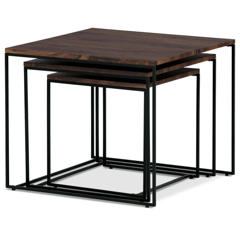 Set 3ks odkladacích stolíkov 60x60cm, MDF orech, AF-3008 WAL