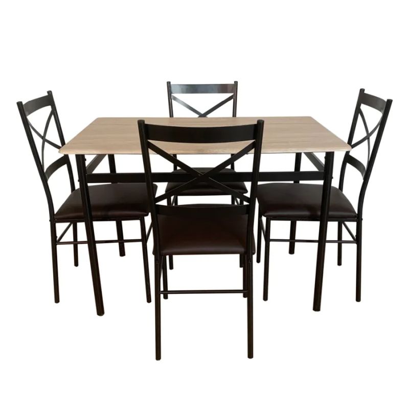 Jedálenský set 1+4, 110x70cm, MDF, dub sonoma, ekokoža hnedá, NAREN