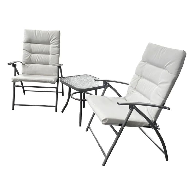 Záhradný set 1+2, sivá látka, tmavosivý kov, MUSON