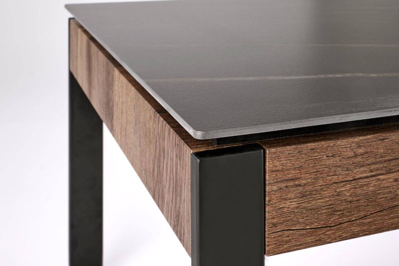 Konferenčný stolík, 121x61cm, čierny, orech, čierny mramor, RAMONA