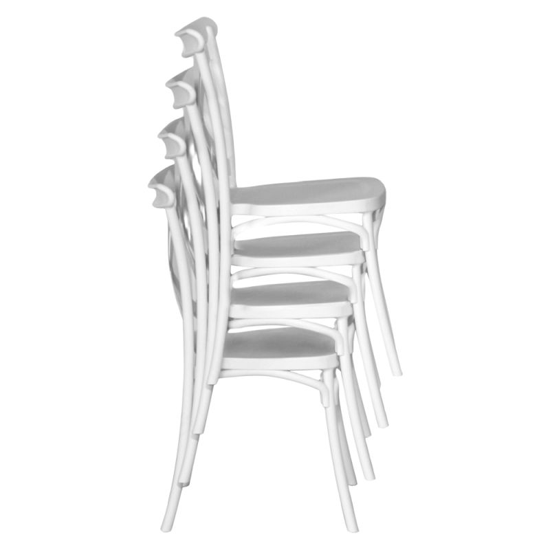 Stohovateľná stolička, biely plast, SAVITA