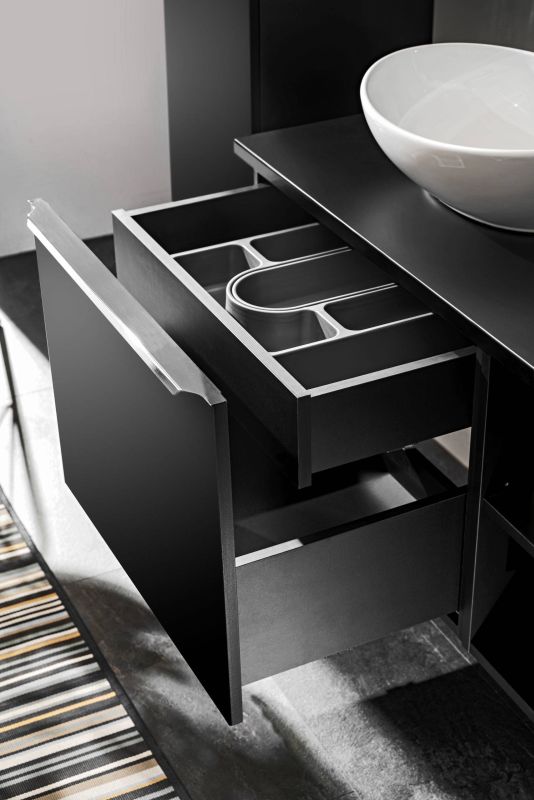 Skrinka pod umývadlo, 60cm, čierna, SANTA FE BLACK 82-60-B-2S