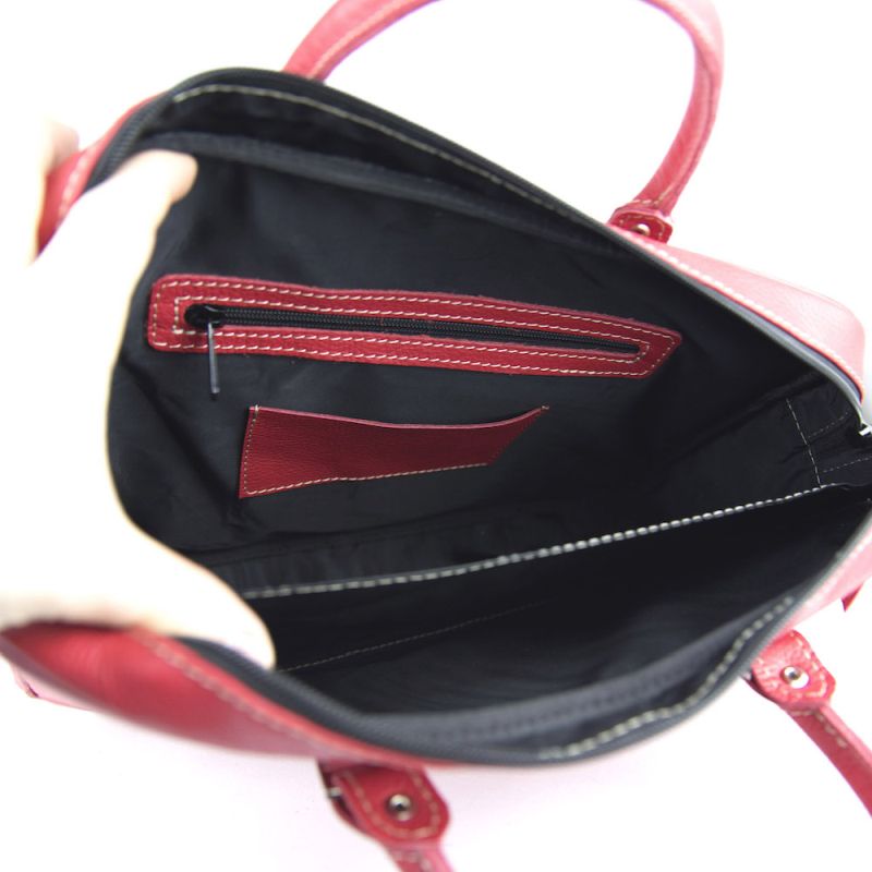 Kožená pánska pracovná cestovná taška č.8658 v červenej farbe