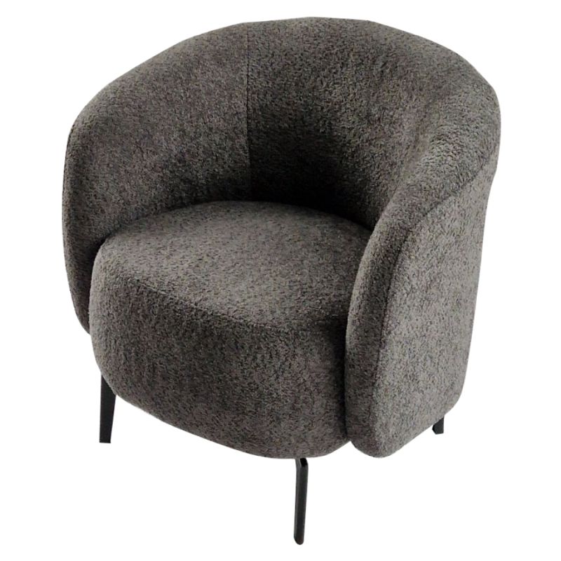 Dizajnové kreslo, kov čierny, sivohnedá Taupe látka, PRESO