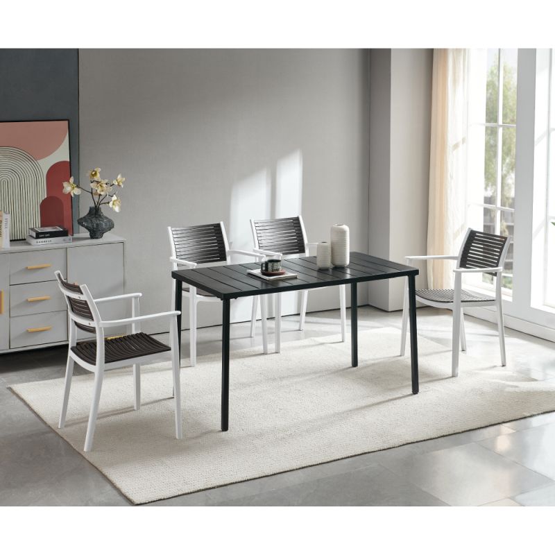 Záhradný stôl, 130x70cm, čierny, kov, SALTON