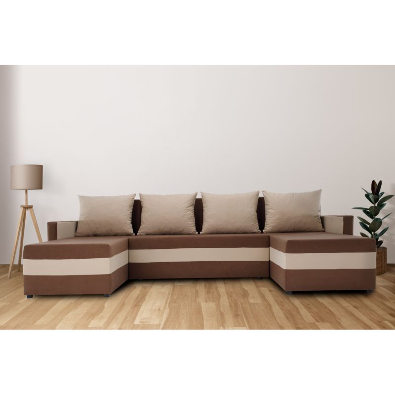 Univerzálna sedacia súprava, látka hnedá, béžová, PAULITA U