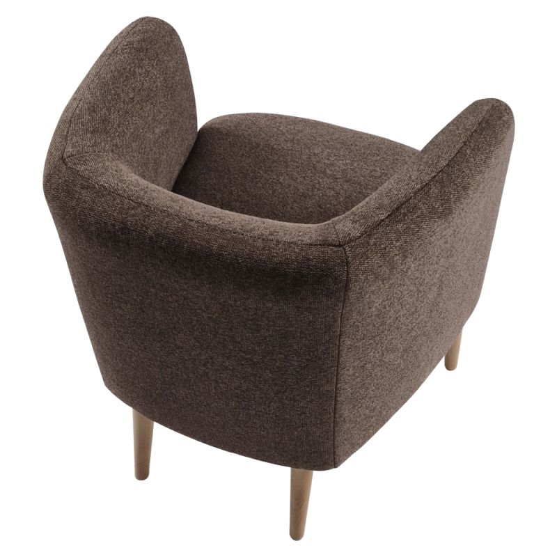 Kreslo, celočalúnené, drevo buk, hnedá látka, ALIEN