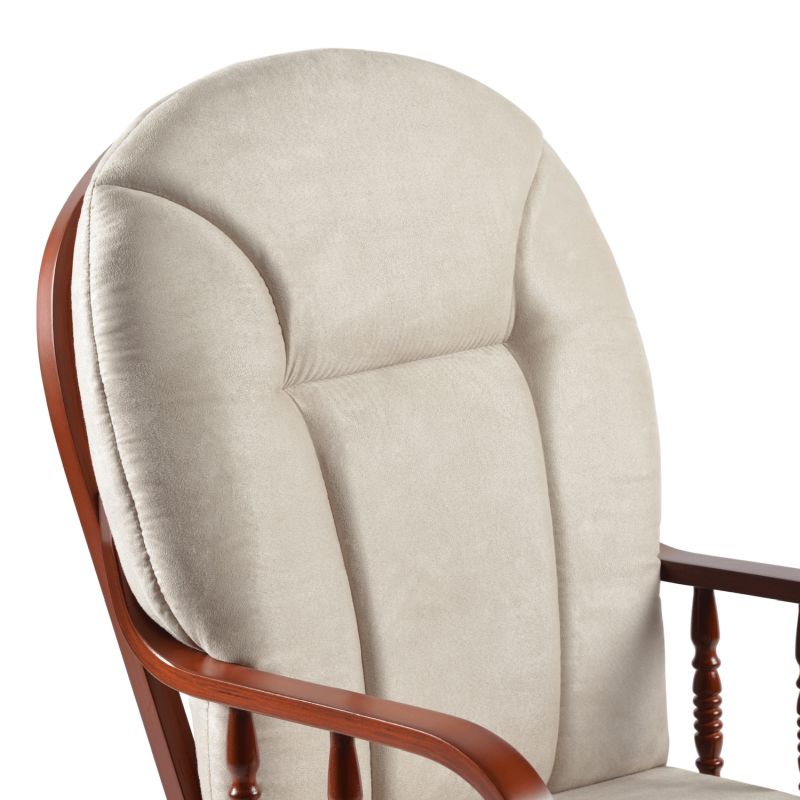 Hojdacie kreslo s podnožou, drevo orech, béžová látka, TALMAN