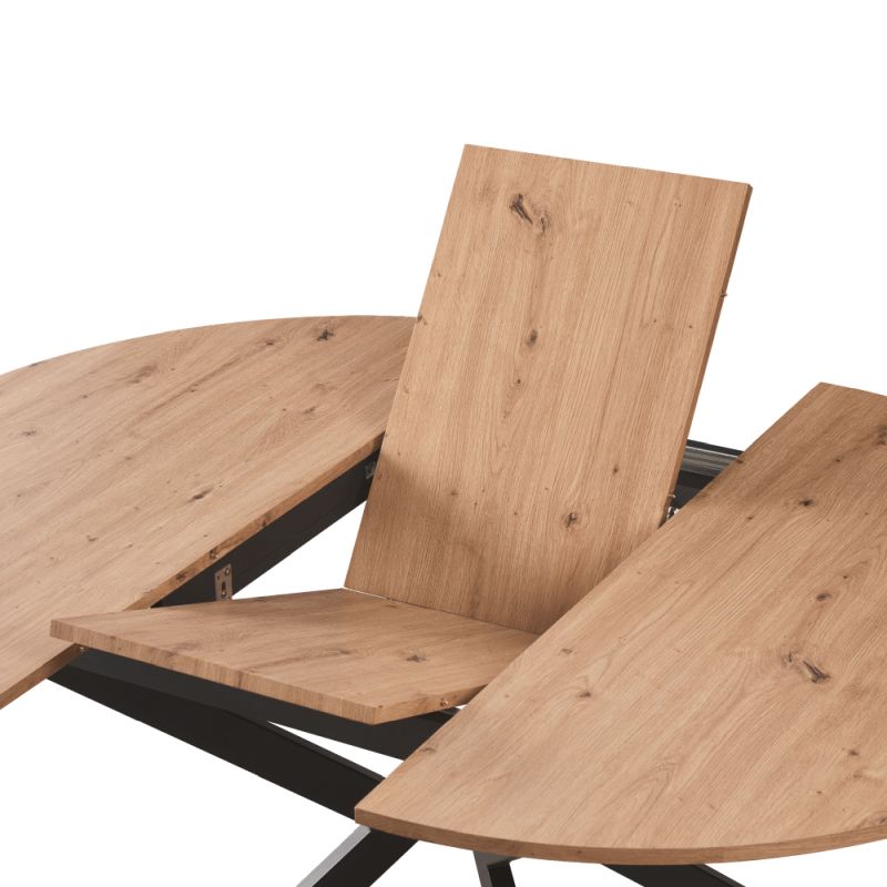 Jedálenský stôl, 120x120cm, rozkladací, MDF, dub artisan, čierny, ABERO TYP 2