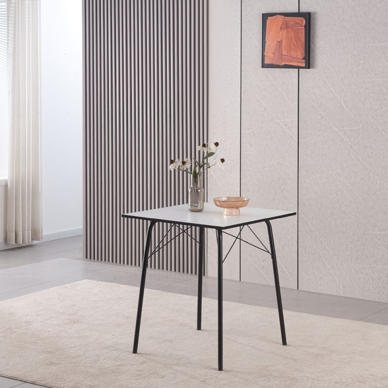 Jedálenský stôl, 70x70cm, MDF, biely, čierny, NALAK TYP 1