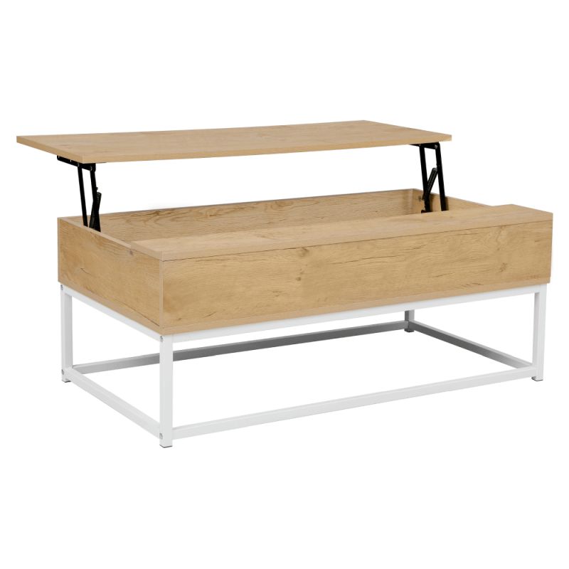 Konferenčný stolík, 100x55cm, dub, biely, LIVINA