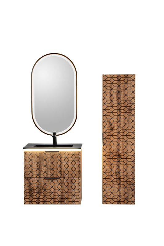 Skrinka do kúpeľne, 35cm, dub wotan, čierna, DIAMOND 83-01-D-1D