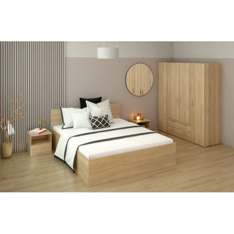 Manželská posteľ, 160x200, s roštom, dub sonoma, DOLI