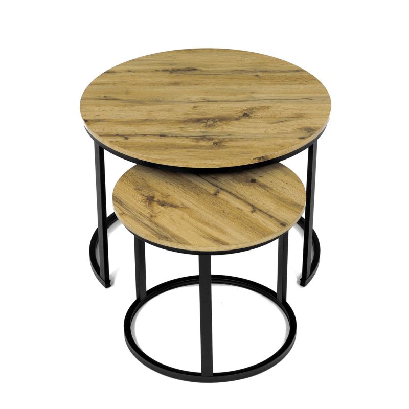 Set konferenčných stolíkov, 70x70cm, MDF, divoký dub, CT-X7122 OAK