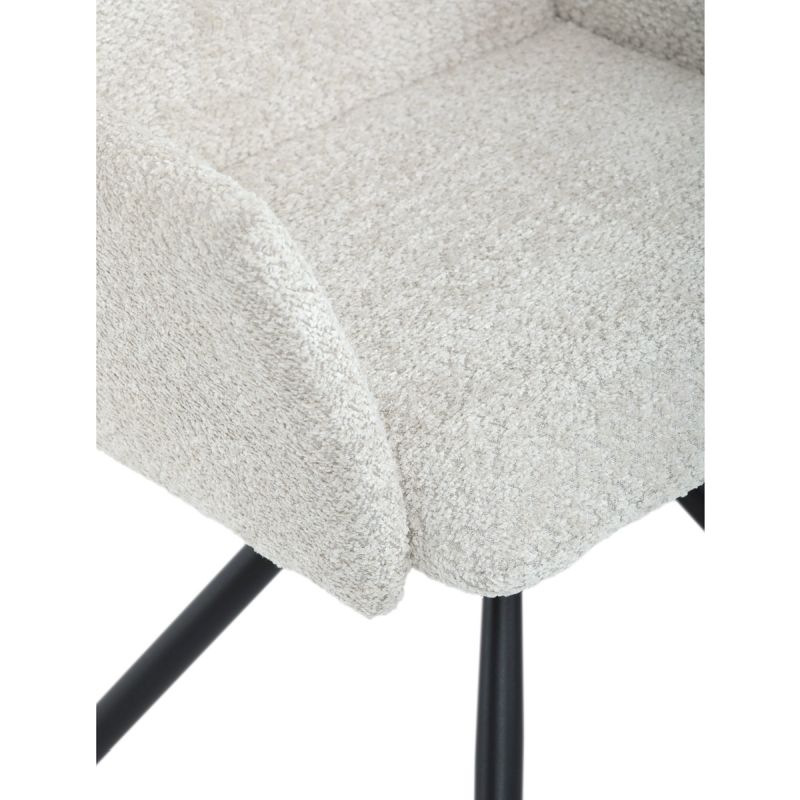 Jedálenská stolička, krémová, bouclé, látka, DCH-W1117 CRM2