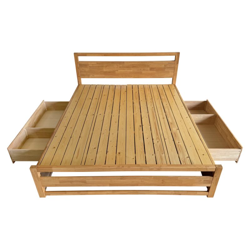 Manželská posteľ, 180x200, s roštom, prírodná, SHEILA