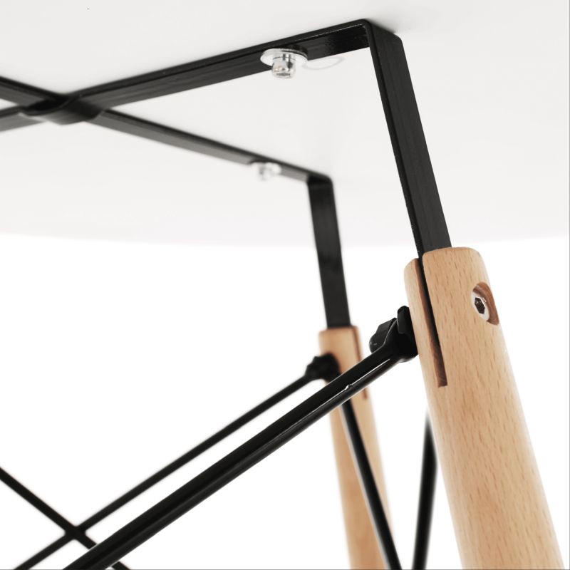 Jedálenský stôl, okrúhly 90cm, MDF, biely, buk, GAMIN 2 NEW 90