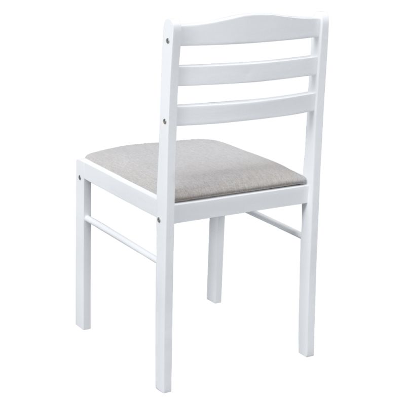 Jedálenský set 1+4, 110x70cm, MDF, biely, látka béžovosivá, SOMIN