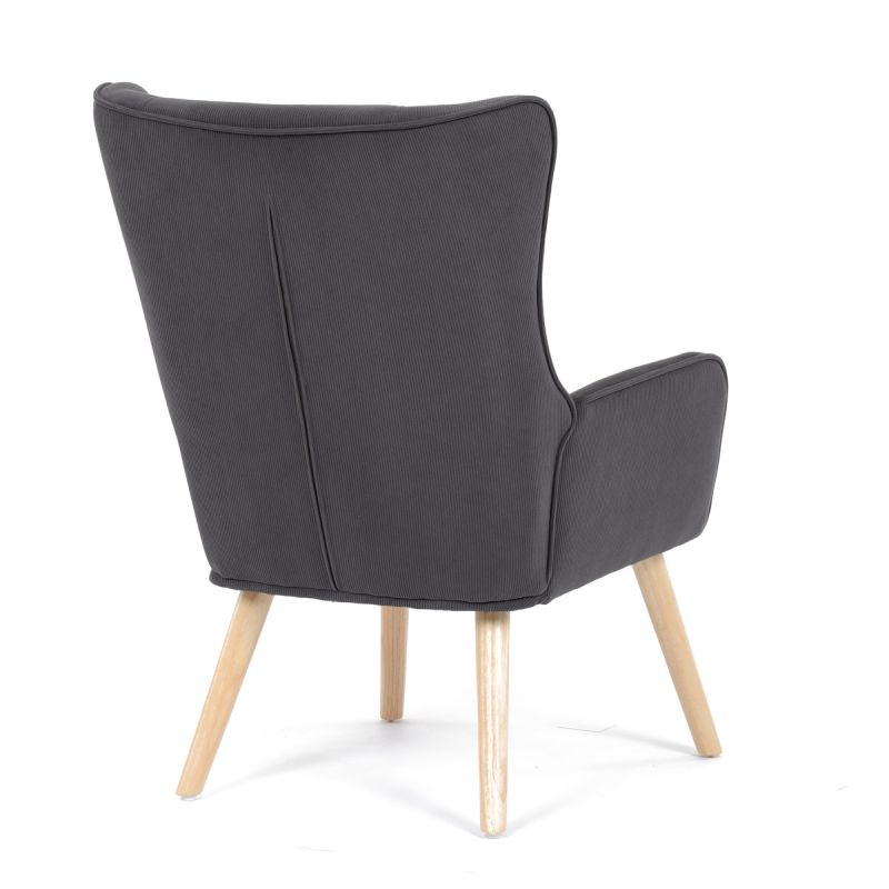 Kreslo ušiak, sivá, menšestrová, látka, AK-314 GREY2