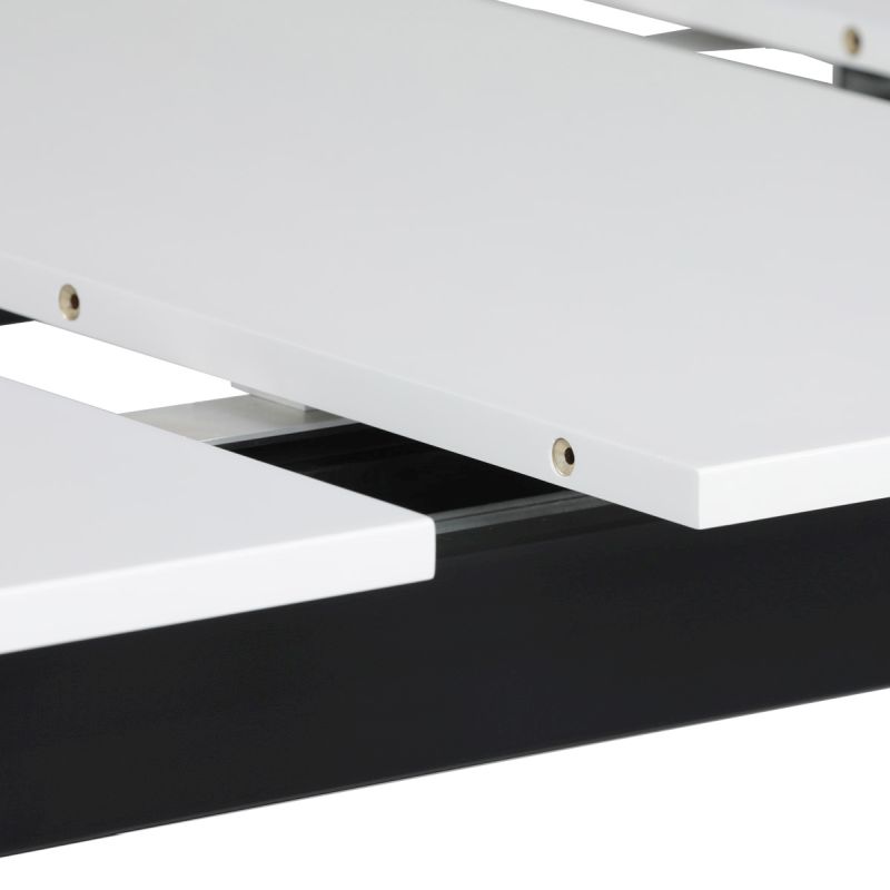 Jedálenský stôl 140-180x85cm, rozkladací, MDF, kov, biely, HT-W1630 WT