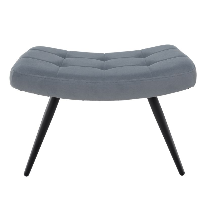 Kreslo s podnožou, čierny kov, sivá látka, HABEN