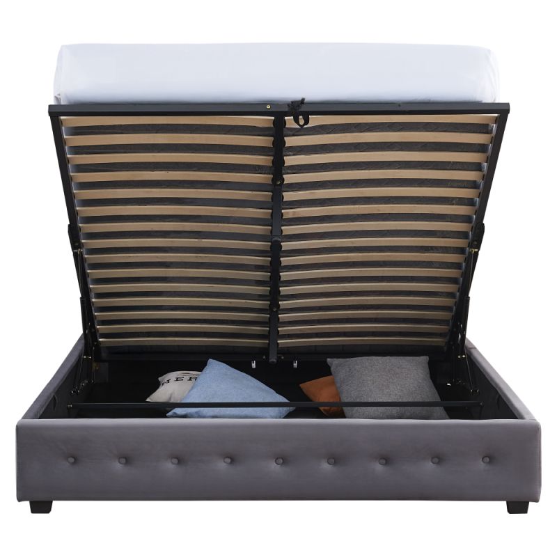 Manželská posteľ, 160x200, s roštom, sivá, MINDY