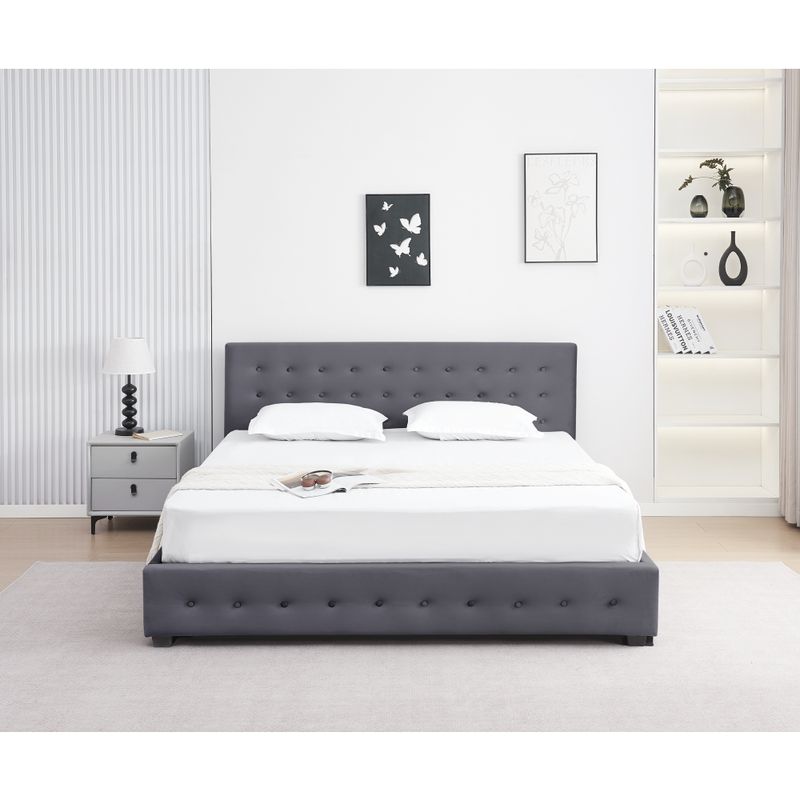 Manželská posteľ, 180x200, s roštom, sivá, MINDY