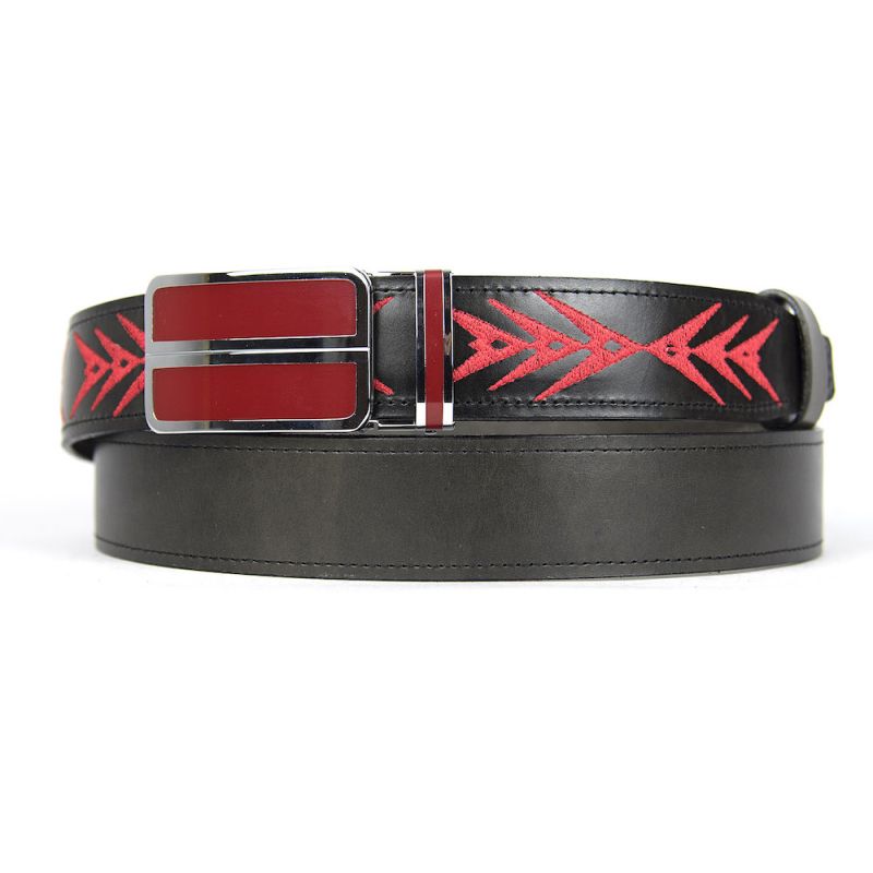 Kožený opasok s výšivkou, automatická pracka, 148cm, Limitovaná edícia 05