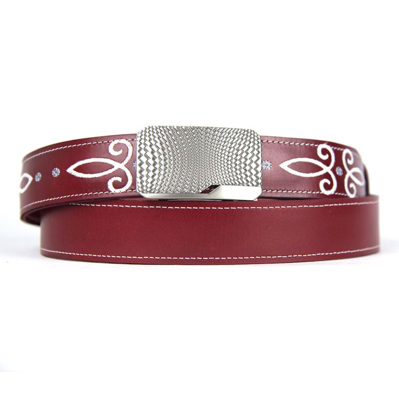 Kožený opasok s výšivkou, automatická pracka, 140cm, Limitovaná edícia 09