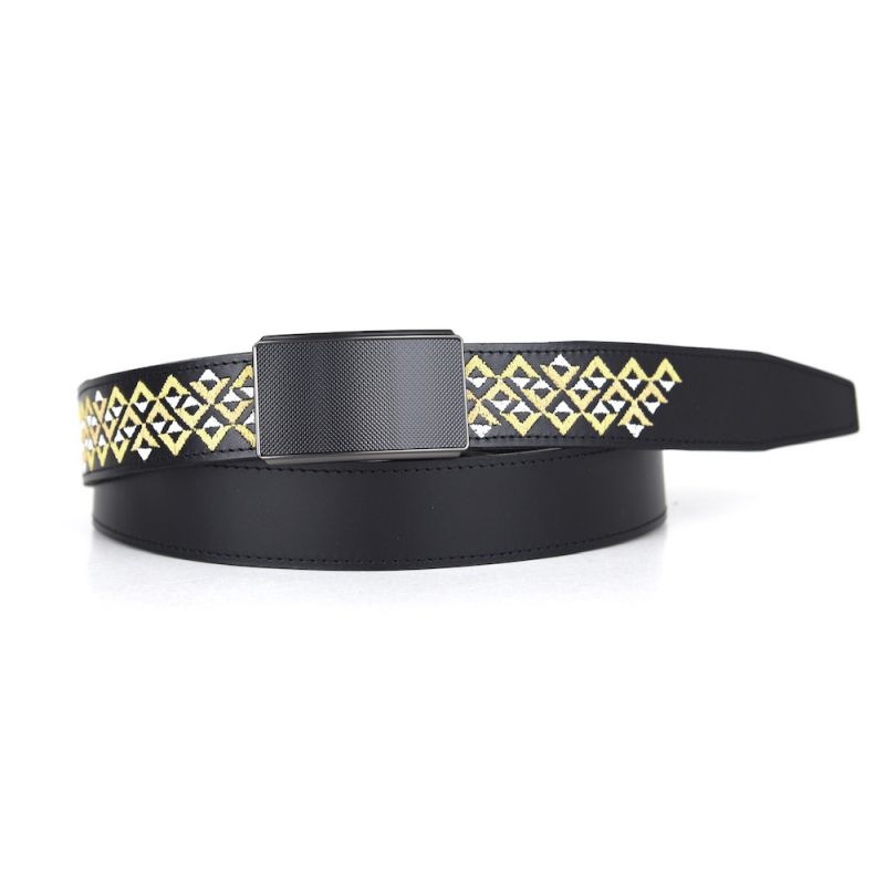 Kožený opasok s výšivkou, pracka s brzdou, 135cm, Limitovaná edícia 02