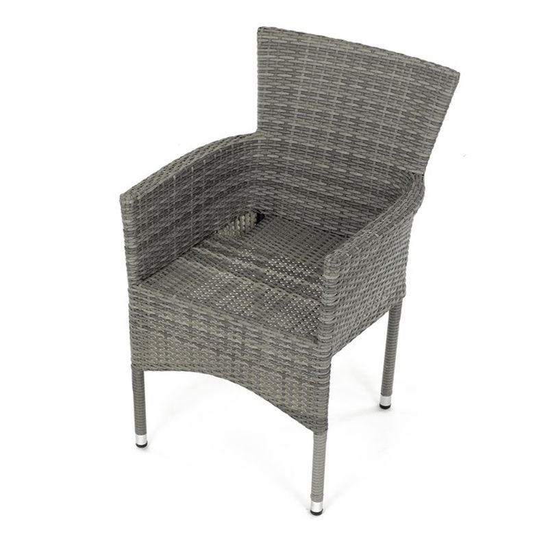 Záhradná stolička, kov, polyratan, sivá, AZC-S2118 GREY