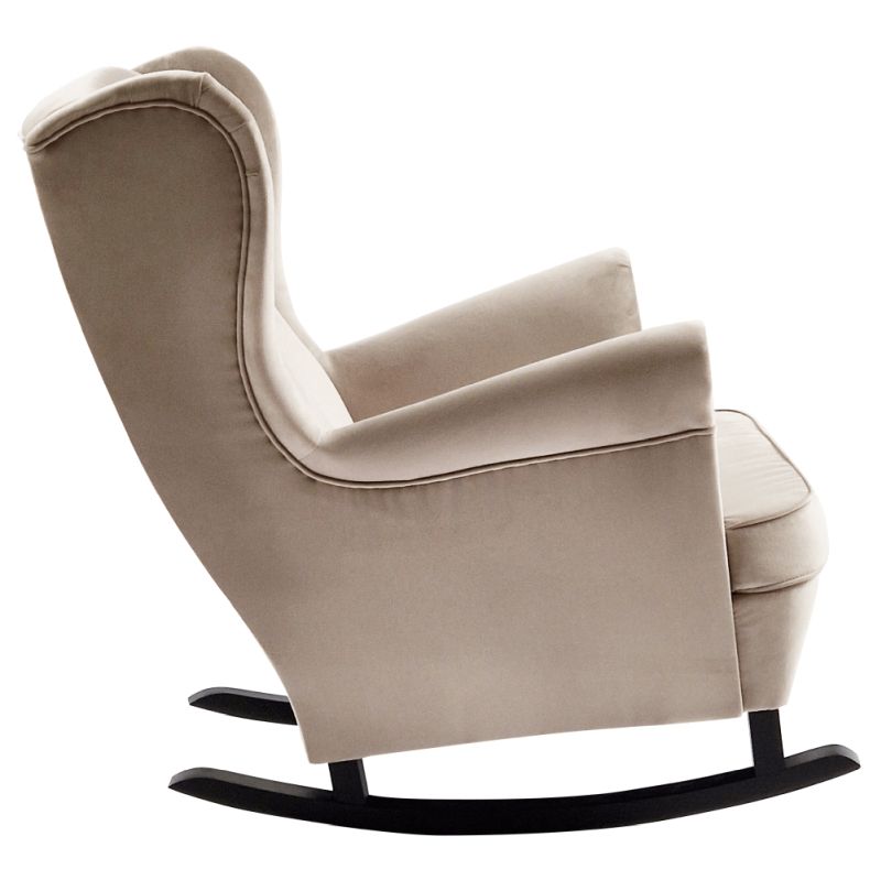 Hojdacie kreslo, ušiak, čierne drevo, béžová látka, TEJA