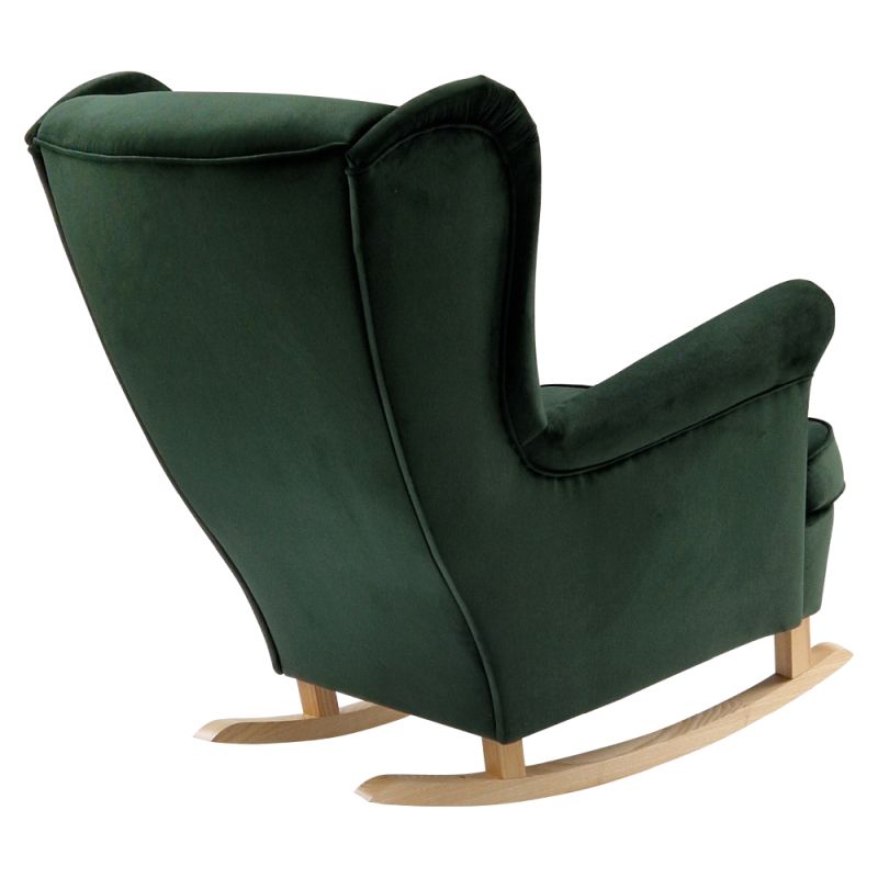 Hojdacie kreslo, ušiak, drevo buk, zelená látka, TEJA