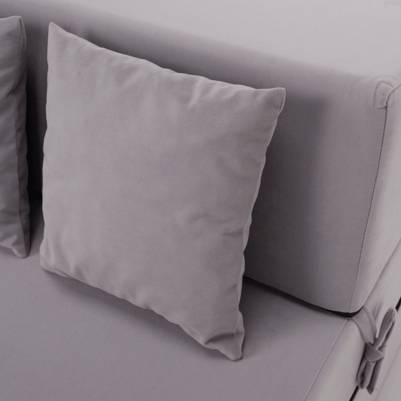 Skladací matrac/kreslo, 2v1, svetlosivá, PELOS