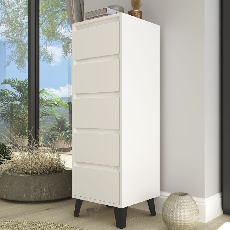 Komoda, 40cm, 5-zásuvková, biela, BOGAN 5S40