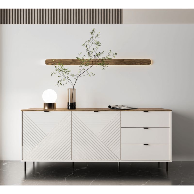 Komoda, 183cm, kombinovaná, kašmír, dub castello, EYCO 2D3S