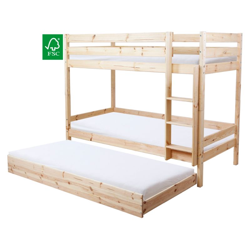 Prístelka, 90x195, s roštom, masív, prírodná, BENY