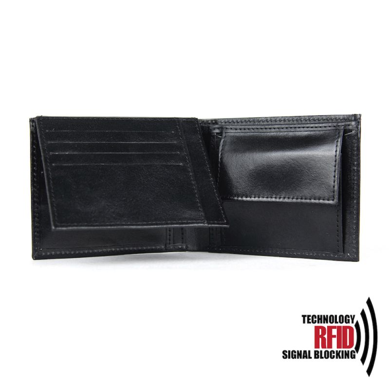 Ochranná RFID kožená peňaženka v čiernej farbe č.8408