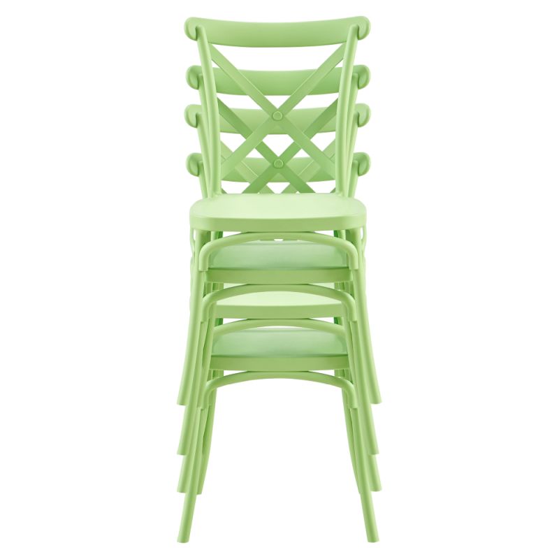 Stohovateľná stolička, zelený plast, SAVITA