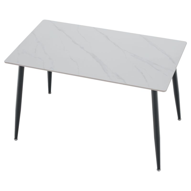 Jedálenský stôl, 121x71cm, keramika, biely, čierny, FLORENC TYP 1