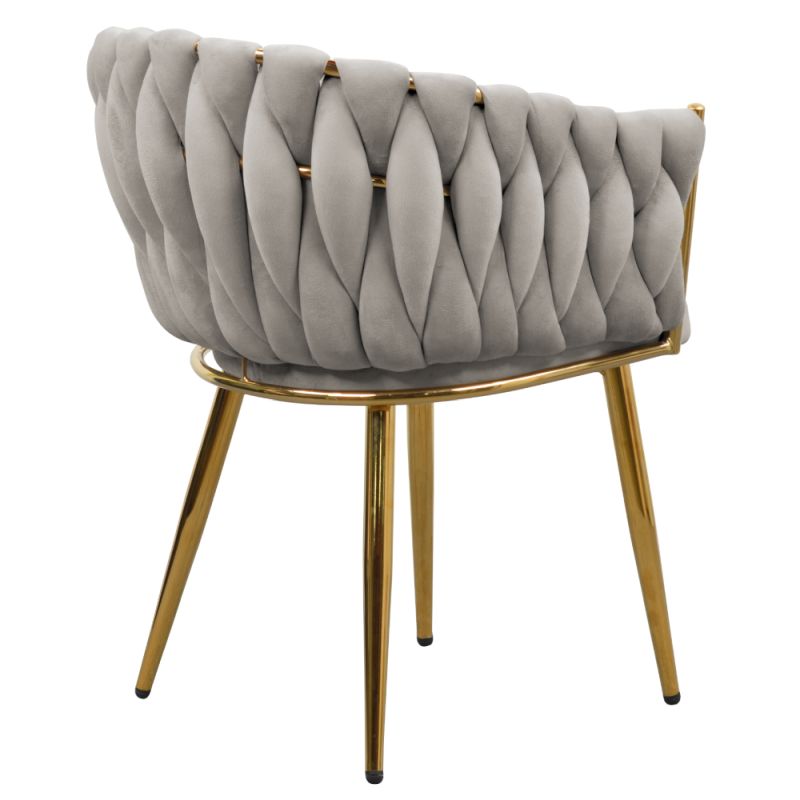 Jedálenské kreslo, sivohnedá Taupe Velvet látka, nohy gold chróm zlatý, DEILA