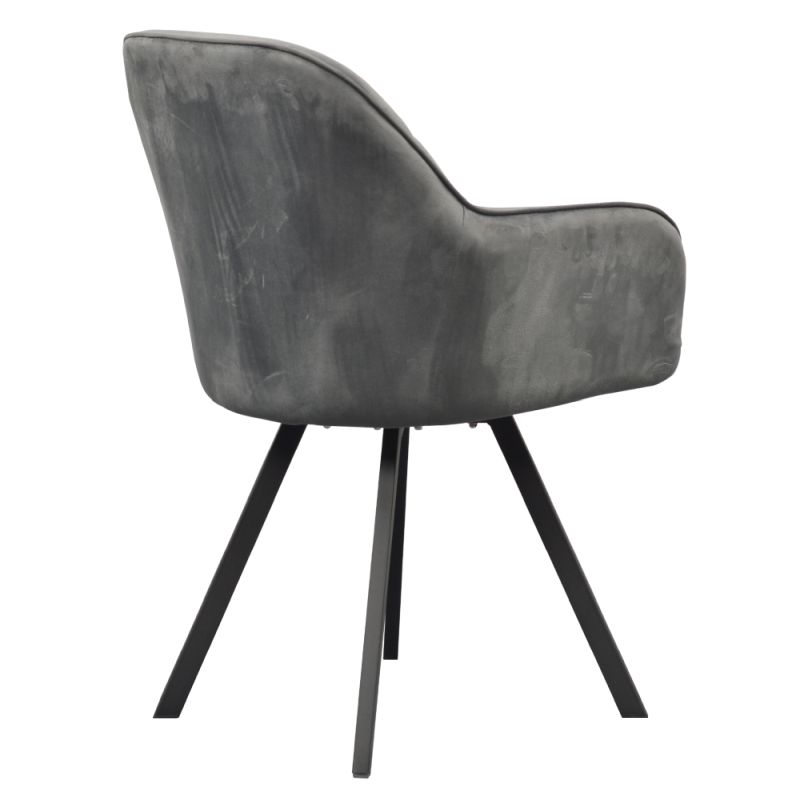 Otočné jedálenské kreslo, tmavosivá Velvet látka, kov čierny, SAMANTA