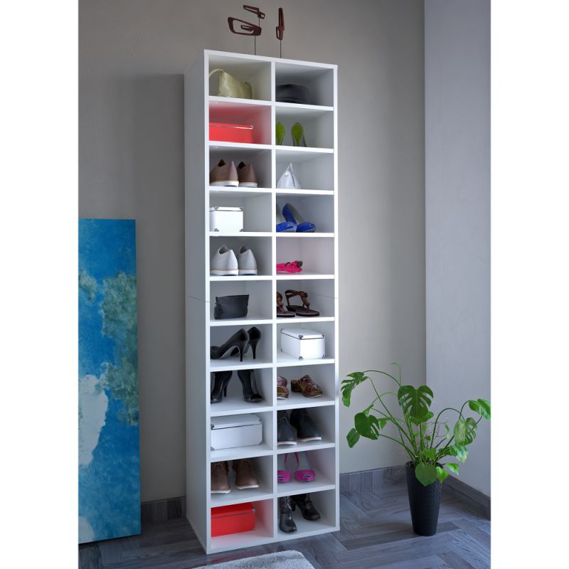 Regál, botník, 54cm, vysoký, biely, IGNO