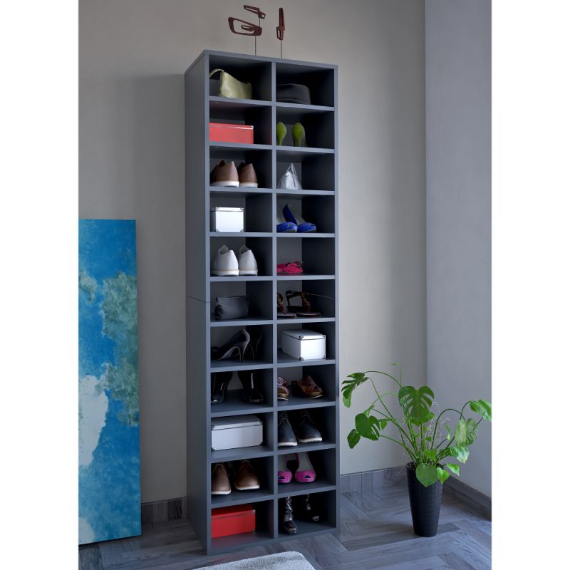 Regál, botník, 54cm, vysoký, grafit, IGNO