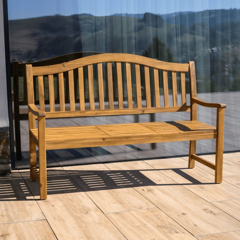 Záhradná lavička, so stolíkom, 150cm, masív, akáciové drevo, TAIMA