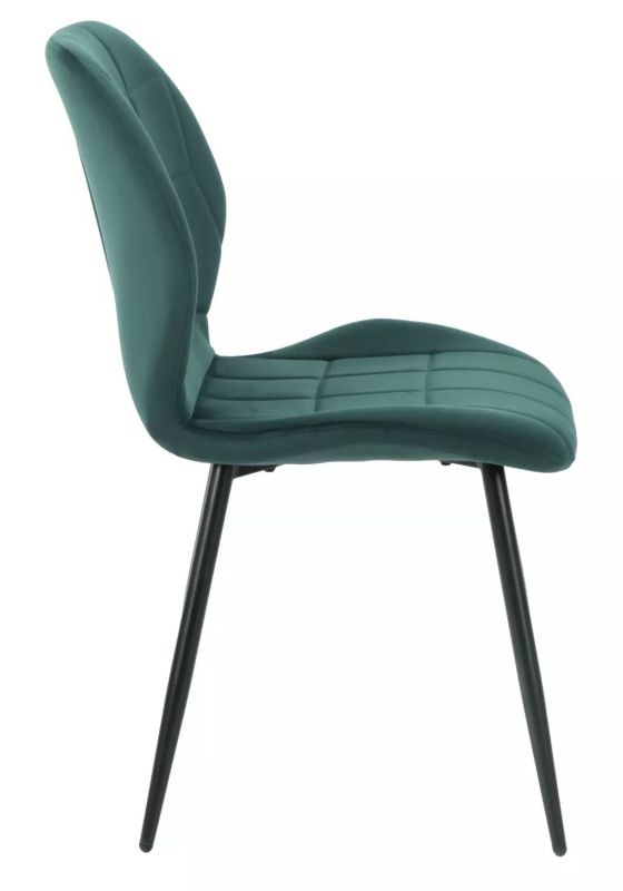 Jedálenská stolička, zelená látka, nohy kov čierny, JAKE VELVET