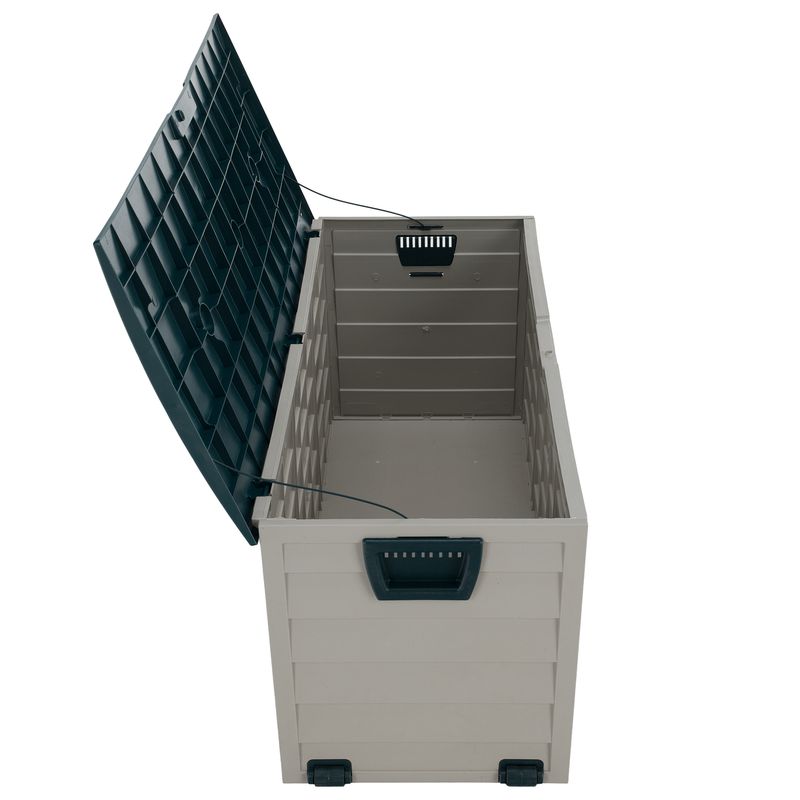 Záhradný, úložný box, plast sivý, zelený, KORTEZ