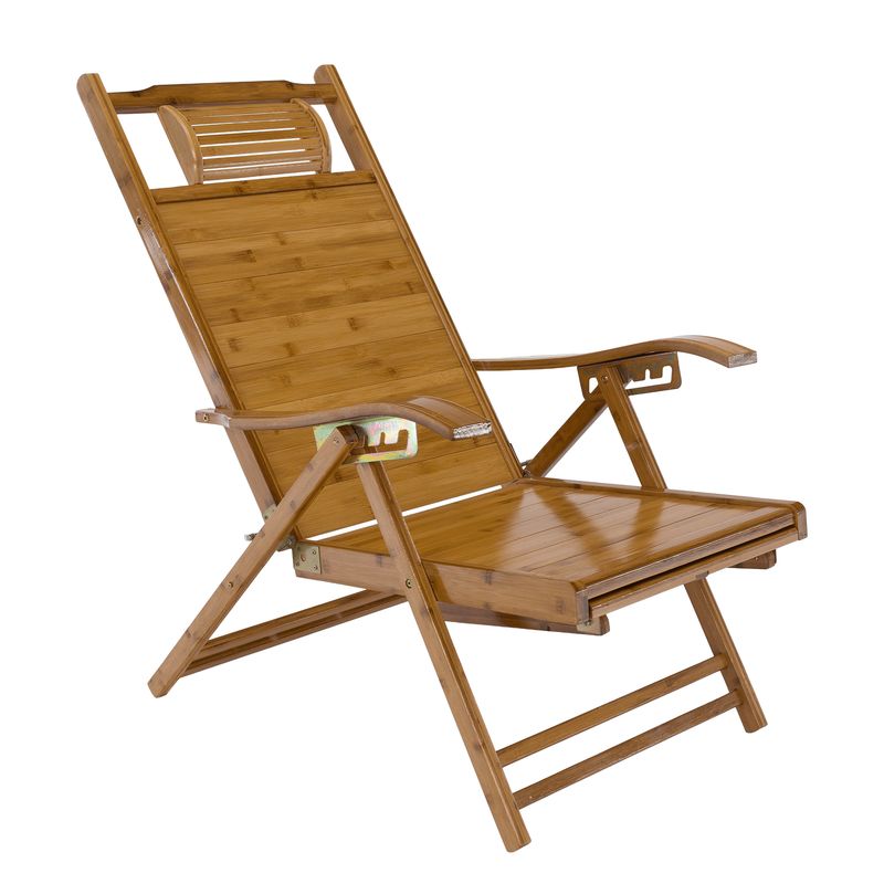 Záhradné polohovacie kreslo, prírodná, bambus, VARDON