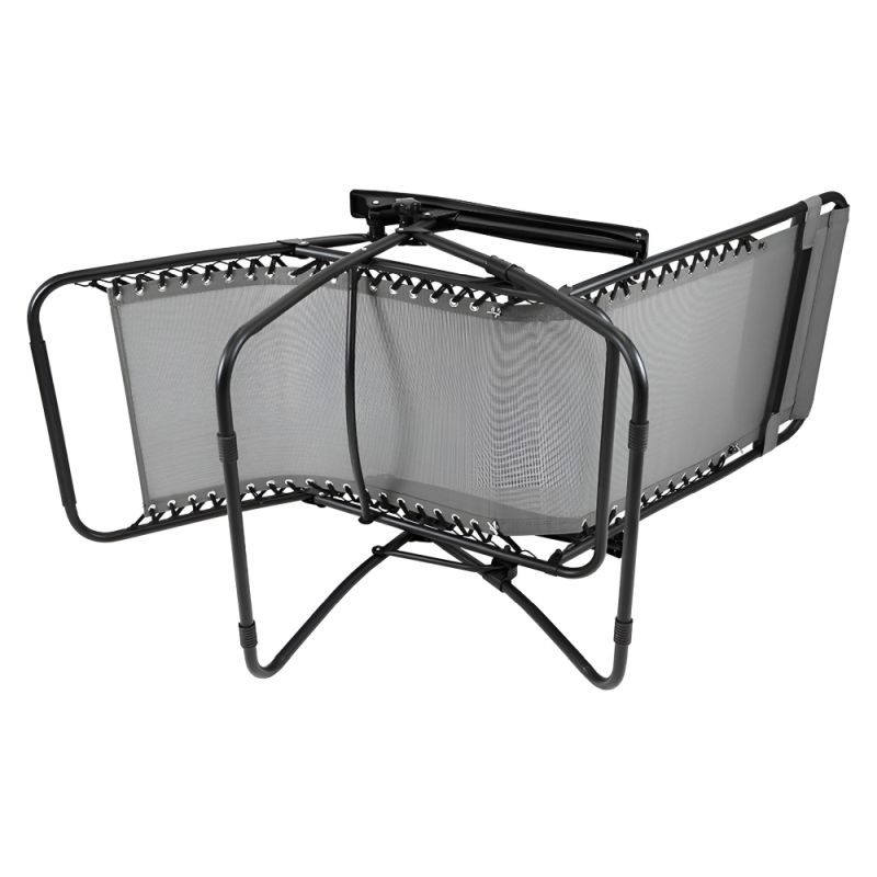 Záhradné, polohovacie kreslo, látka svetlosivá, kov čierny, GERALD NEW